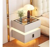 Table de chevet intelligente avec station de charge sans fil, 2 ports USB, serrure par mot de passe, 2 tiroirs pour salon ou chambre à coucher, design moderne de luxe