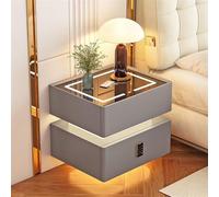 Table de chevet intelligente avec station de charge sans fil, 2 ports USB, serrure par mot de passe, 2 tiroirs pour salon ou chambre à coucher, design moderne de luxe