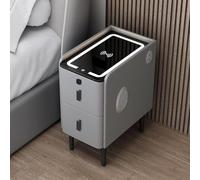 Table De Chevet Intelligente avec Station De Charge sans Fil Lumières LED Table De Chevet Gadgets Maison Moderne Table De Chevet étroite avec 2 Tiroirs Home Tech (35 * 40 * 48cm, Gris Clair