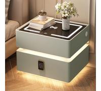 Table De Chevet Intelligente avec Station De Charge, Table De Chevet Flottante avec Verrouillage par Mot De Passe, Armoire De Rangement De Chevet À 2 Tiroirs avec Lumière LED(C,50cm)
