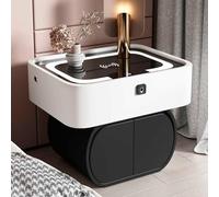 Table De Chevet Intelligente avec Station De Charge, Table De Chevet Moderne en Bois avec 2 Tiroirs Et Verrouillage par Mot De Passe, Table D'appoint Multifonctionnelle(B,50cm)