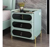 Table de chevet intelligente avec verrou - Chargement sans fil - Port USB - Haut-parleur Bluetooth - Table de chevet multifonction pour décoration de chambre moderne et pratique