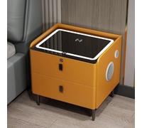 Table de chevet intelligente avec verrouillage d'empreintes digitales, port de charge USB et haut-parleur Bluetooth pour chambre à coucher, table de chevet multifonction