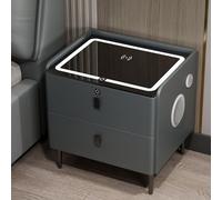 Table de chevet intelligente avec verrouillage d'empreintes digitales, port de charge USB et haut-parleur Bluetooth pour chambre à coucher, table de chevet multifonction