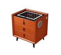 Table de Chevet Intelligente Blanche, Table de Chevet Moderne, Station de Charge de Table d'appoint pour Haut-Parleur BT, Table d'extrémité avec lumière LED réglable, Charge sans Fil, Port U