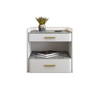 Table de Chevet Intelligente Durable avec Stations de Charge Lumineuses LED et 2 tiroirs Table d’appoint Moderne pour Chambre à Coucher (Blanc 45CM)