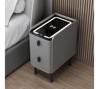 Table de chevet intelligente LED en bois avec chargement USB, audio Bluetooth et design multifonctionnel, mobilier de chambre moderne pour un confort et une commodité ultimes