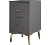 Table de chevet intelligente pour chambre à coucher avec tiroirs en bois blanc minimaliste, table de chevet moderne et simple en cortex, gris clair, mini petite taille ultra étroite surélevée (gris de