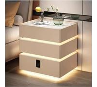 Table de chevet intelligente sans fil avec haut-parleur, capteur de lumière LED et tiroirs de rangement de mot de passe - Table de chevet flottante pour chambre à coucher
