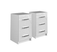 Table de chevet Irma, 35.5x66cm Set de 2, Blanc, Vicco