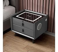 Table de chevet LED avec chargement USB, serrure à empreintes digitales, haut-parleur Bluetooth, lumière 3 couleurs, armoire de rangement pour chambre à coucher et salon