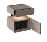 Table de chevet LED avec coffre fort caché, table de chevet moderne avec plateformes de rangement et tiroir, table d'appoint fonctionnelle pour chambre à coucher