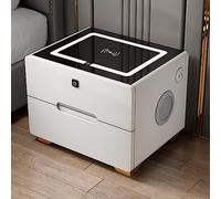 Table de chevet LED intelligente, armoire de rangement avec USB, chargement sans fil, verrouillage d'empreintes digitales, haut-parleur Bluetooth et lumière tricolore, table d'appoint de luxe pour