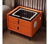 Table de chevet LED intelligente avec chargement USB, chargement sans fil, verrouillage d'empreintes digitales, haut-parleur Bluetooth et éclairage multicolore - Armoire de rangement pour chambre à