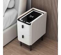 Table de chevet LED intelligente avec chargement USB, chargeur sans fil, verrouillage d'empreintes digitales et haut-parleur Bluetooth pour décoration d'intérieur moderne