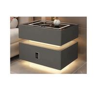 Table de chevet LED intelligente avec station de charge et serrure à mot de passe, 2 tiroirs - Table de chevet moderne en bois pour chambre à coucher et salon
