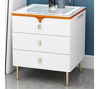 Table de chevet LED intelligente avec station de charge - Table d'appoint moderne à 3 tiroirs avec lumière USB et induction pour chambre à coucher et salon - Table de chevet élégante blanche