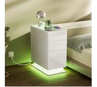 Table de chevet LED - VIVOLILV - 3 tiroirs - Blanc - 30 x 50 x 63cm