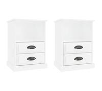 Table de chevet - Lisa-Boutique - 2 pcs - Blanc brillant - Bois d'ingénierie - 43x36x60 cm
