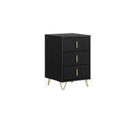 Table de chevet Lot de 2 - 3 tiroirs - Noir - MDF - 40x36x63 cm