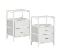 Table de Chevet Lot de 2, Table d'appoint avec 2 Tiroirs de Rangement en Tissu, Cubicule Ouvert, Tables Basse, de Nuit pour Le Salon, Chambre à Coucher, Blanc À propos de cet article[Design Élégant et