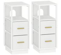Table de Chevet, Lot de 2, Table de Nuit Étroite avec 2 Tiroir en Tissu, Tables d'Appoint avec Compartiment Ouvert, Moderne, pour Chambre à Coucher, Salon, 30 x 24 x 60 cm, Blanc À propos de cet artic