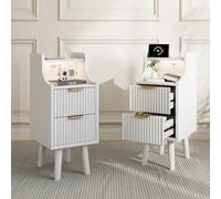 Table de Chevet Lot de 2,Table de Nuit Moderne avec 2 Tiroirs,25x30x60cm
