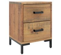 Table De Chevet Marron 36x30x45 Cm Pin Massif Style Industriel Vintage Tiroir Pieds En Métal Marron