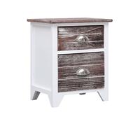 vidaXL Table de chevet Marron et blanc 38x28x45 cm Bois de Paulownia