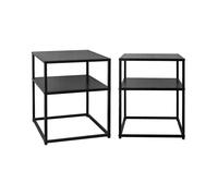 sweeek - Lot de 2 Tables de Chevet en métal Noir. 1 étagère. Industrielle L 43 x l 40 x H 52cm