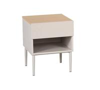 Table de chevet métal et décor bois 1 tiroir 1 niche beige et naturel - Ashton