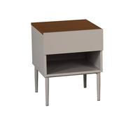 Table de chevet métal et décor bois 1 tiroir 1 niche gris et noyer - Ashton