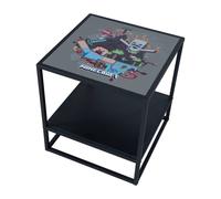 Table de chevet - ROBA - Minecraft - Métal et bois - Plateau amovible - Étagère de rangement