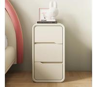 Table de chevet minimaliste à 3 tiroirs en bois de style crème pour chambre à coucher, table d'appoint moderne avec petite empreinte de pied, table de chevet blanc cassé