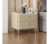 Table de Chevet Minimaliste avec 2 tiroirs de Rangement, Table d'appoint contemporaine en Bois for Chambre/Salon/Chambre d'amis/Bureau(E,45x40x50cm)