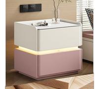 Table de chevet minimaliste avec finition brillante, matériaux respectueux de l'environnement, tiroir silencieux et design peu encombrant - Table de chevet facile à assembler pour les essentiels de la