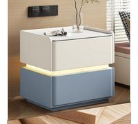 Table de chevet minimaliste avec finition brillante, tiroir silencieux, matériaux respectueux de l'environnement, design peu encombrant - Table de chevet facile à assembler pour les essentiels de la