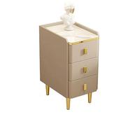 Table de chevet minimaliste étroite avec tiroir Table de chevet moderne du milieu du siècle en cuir microfibre kaki design fin pour petits espaces Table d'appoint haute avec pieds en métal pour
