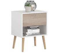 Table de Chevet Miroyengo Osaka à 1 tiroir pour Chambre à Coucher, Couleur chêne Japonais et Blanc Mat, 44x56x33 cm