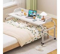 Table de chevet mobile avec roulettes, hauteur et longueur réglables pour ordinateur portable, plateau de nourriture, table médicale à roulettes, portable