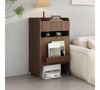 Table de chevet mobile avec tiroir - Armoire sous vide cachée, table d'appoint roulante pour salon et bureau à domicile, solution de rangement marron élégante