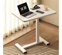 Table De Chevet Mobile en Forme De C, Bureau D'ordinateur Réglable en Hauteur avec roulettes, Tables De Canapé-lit pour Chambre, Salon, Hôpital, Bureau(White)