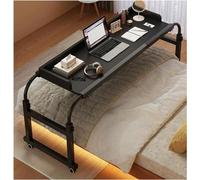 Table de chevet mobile réglable avec roulettes, hauteur et longueur réglables, poste de travail debout compact pour manger, bureau à domicile et petits espaces - Nero