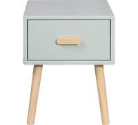 Rebecca Mobili Table de Chevet pour Chambre d'enfant, Table de Chevet Carrée, Vert Eau Marron, Pin MDF, avec 1 Tiroir, pour Chambre Montessori - Dimensions HxLxP: 44 x 35 x 35 cm - Art. RE6979