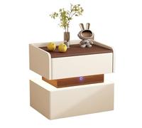 Table de chevet moderne à LED avec 2 tiroirs et lumière tactile, table d'appoint simple pour chambre à coucher ou salon, solution fonctionnelle et de rangement