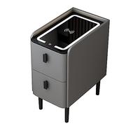 Table de chevet moderne à LED avec 2 tiroirs - Table de chevet intelligente avec lumières réglables et station de charge sans fil - Table d'extrémité compacte pour chambre et salon - Gris - 40 x 35 cm