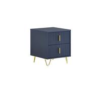 Table de Chevet Moderne avec 2 Tiroirs en Bleu L40xP40xH47cm
