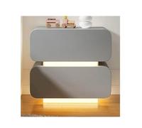 Table de chevet moderne avec capteurs de lumière, table d'appoint en bois à 2 tiroirs avec revêtement en cuir microfibre, glissement silencieux pour chambre à coucher et salon