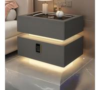 Table de Chevet Moderne avec éclairage LED Intelligent, Nouvelle Table de Nuit à 2 tiroirs avec Verrouillage par Code, Station de Charge (Couleur : Gris, Dimensions : 50 x 40 x 50