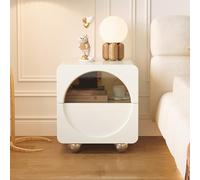 Table de chevet moderne avec finition en cuir synthétique, table de chevet à deux tiroirs avec rangement pour chambre à coucher, salon